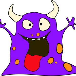 silly drawing of a purple monster